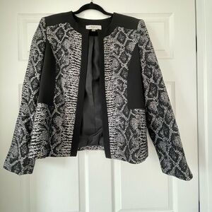 Kasper Black and White Patterned Blazer